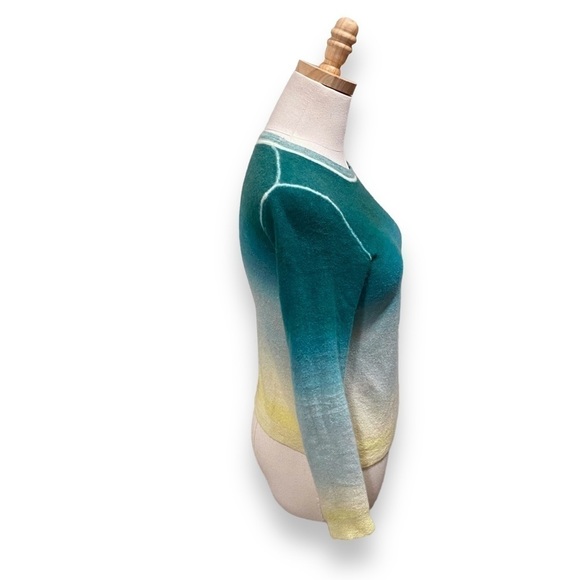 Paychi Guh Watercolor Green Yellow Worsted Cashmere Sweater Size XS - Picture 10 of 12